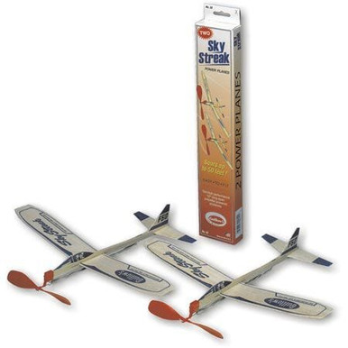 Guillow's Sky Streak 12inch Rubber Band Powered Glider Twin Pack