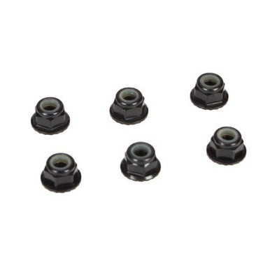 TLR 4mm Aluminium Serrated Lock Nuts, Black, 6pcs, 22 5.0, 22X-4