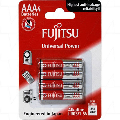 Fujitsu Alkaline AAA Batteries, 4 Pack