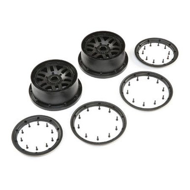 Losi Wheel and Beadlock Set, Black (2), 5ive-T 2.0