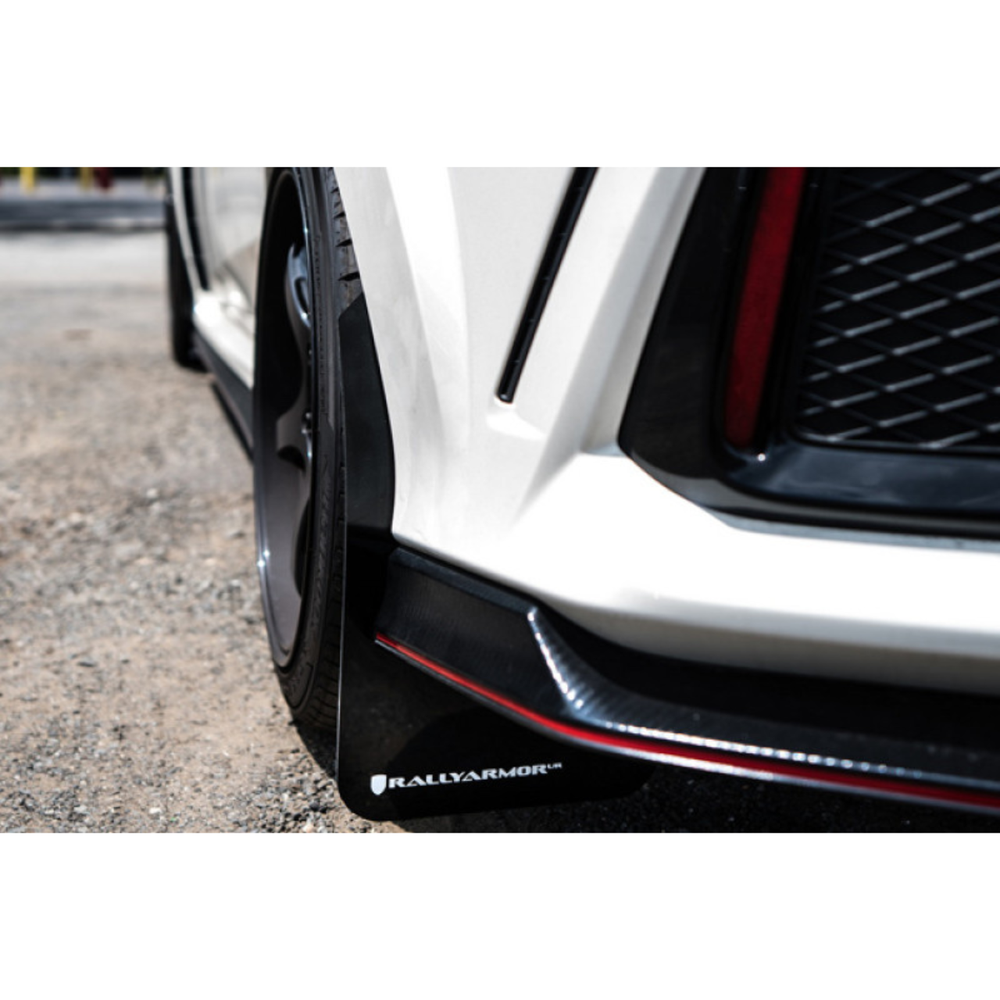 Rally Armor 2017-2021 Honda Civic Type R Black Mud Flap w/ Red Logo and Altered Font