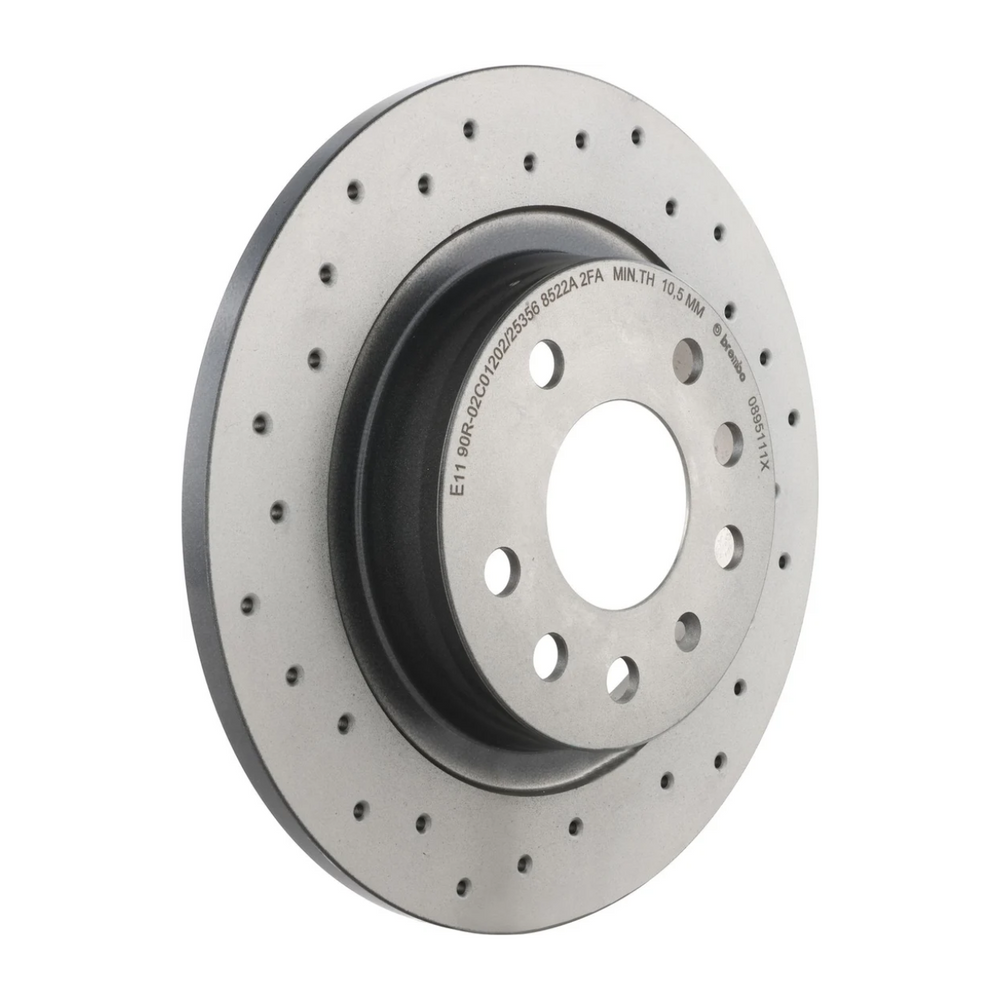 Brembo 08.9511.1X Xtra Cross Drilled UV Coated Rear Premium Rotor, Saab 9-3 2003–2011