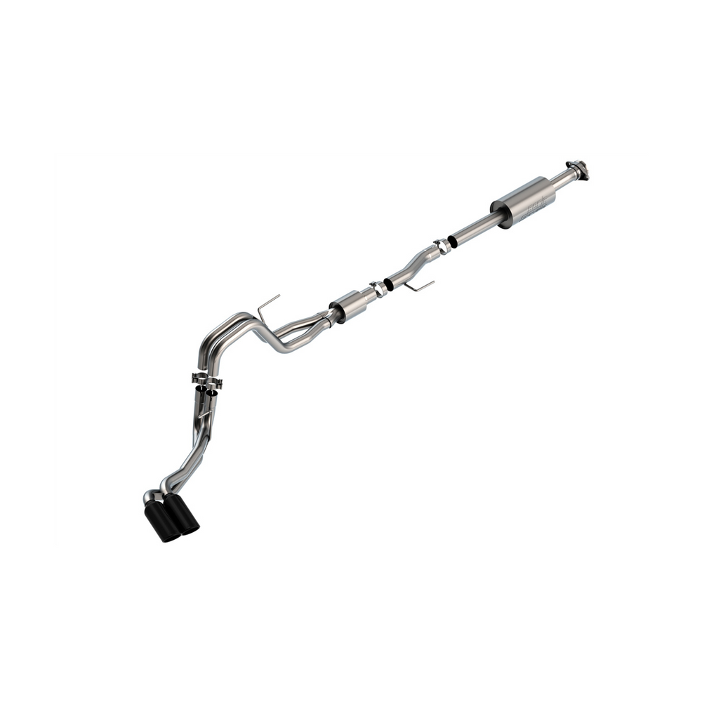 Borla 140874BC S-Type Cat-Back Exhaust, Ford F-150 5.0L 2021 4DR CC SB EC STB Lariat/King Ranch/Platinum/Limited, 3in/2.25in DSE, Black Chrome Tips