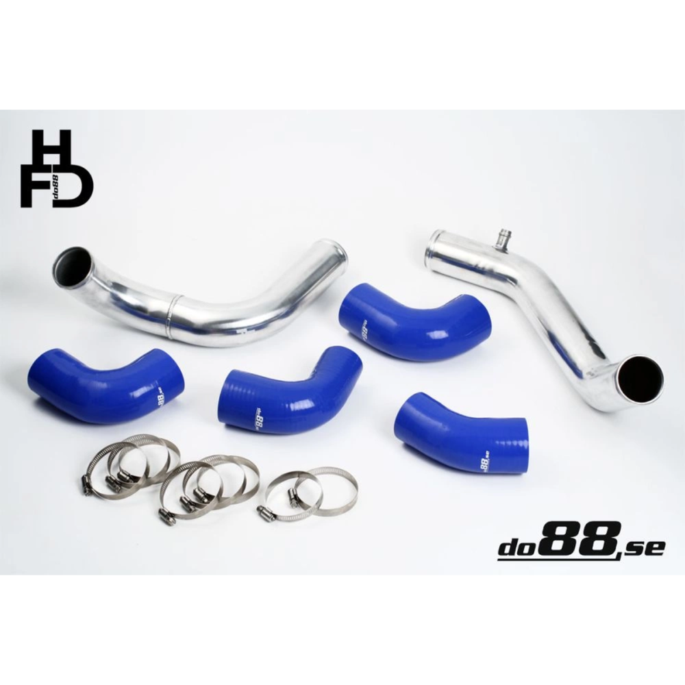 do88 Performance Intercooler w/ Center Connection Pipe Kit Blue Hoses 3in Throttle Body, Volvo 7/940 Turbo