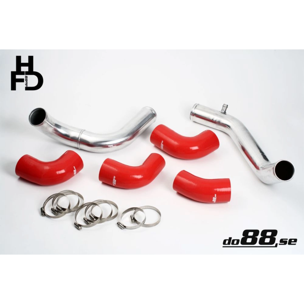 do88 Performance Intercooler w/ Center Connection Pipe Kit Red Hoses 3in Throttle Body, Volvo 7/940 Turbo