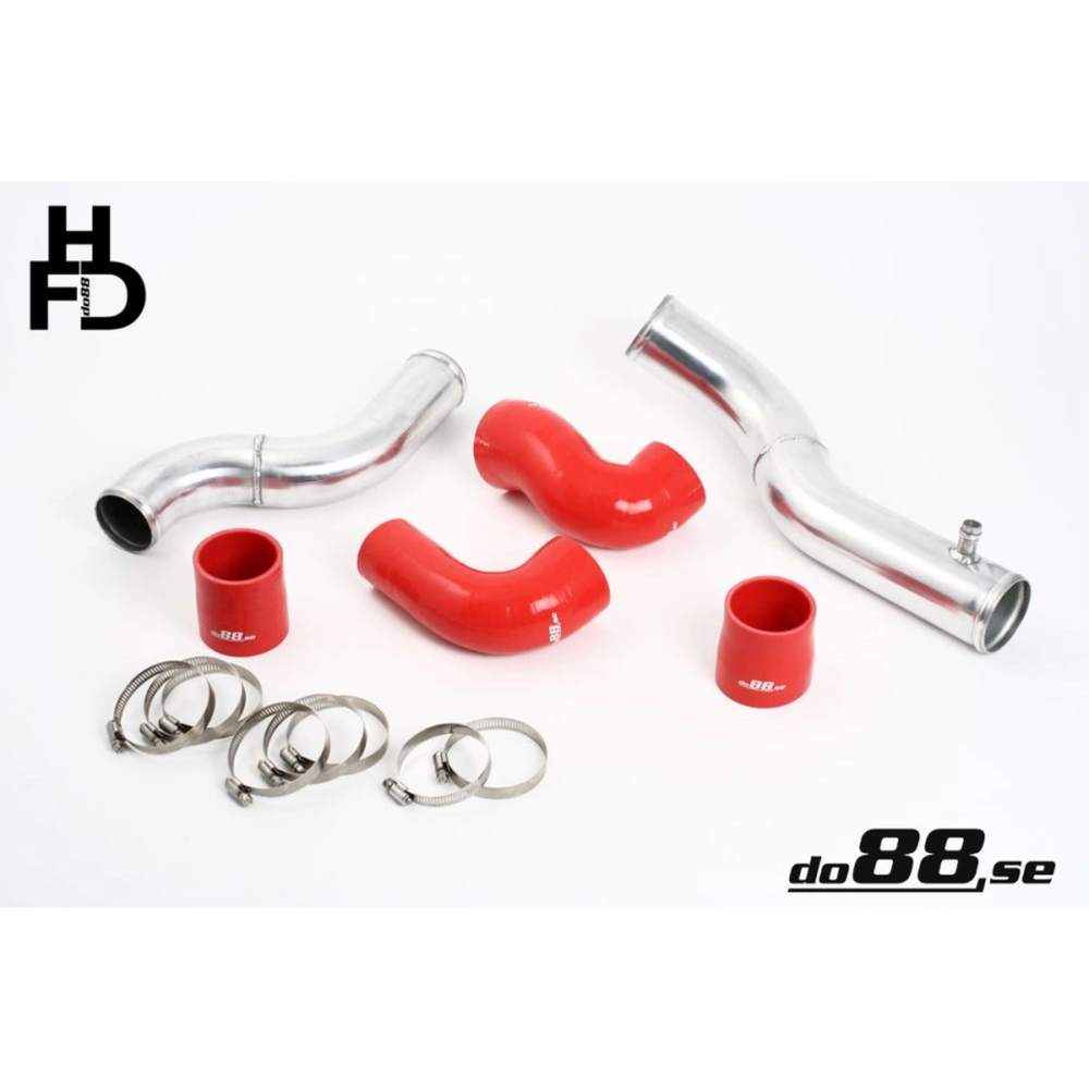 do88 Performance Intercooler w/ Top Connection Pipe Kit Red Hoses Standard Throttle Body, Volvo 7/940 Turbo