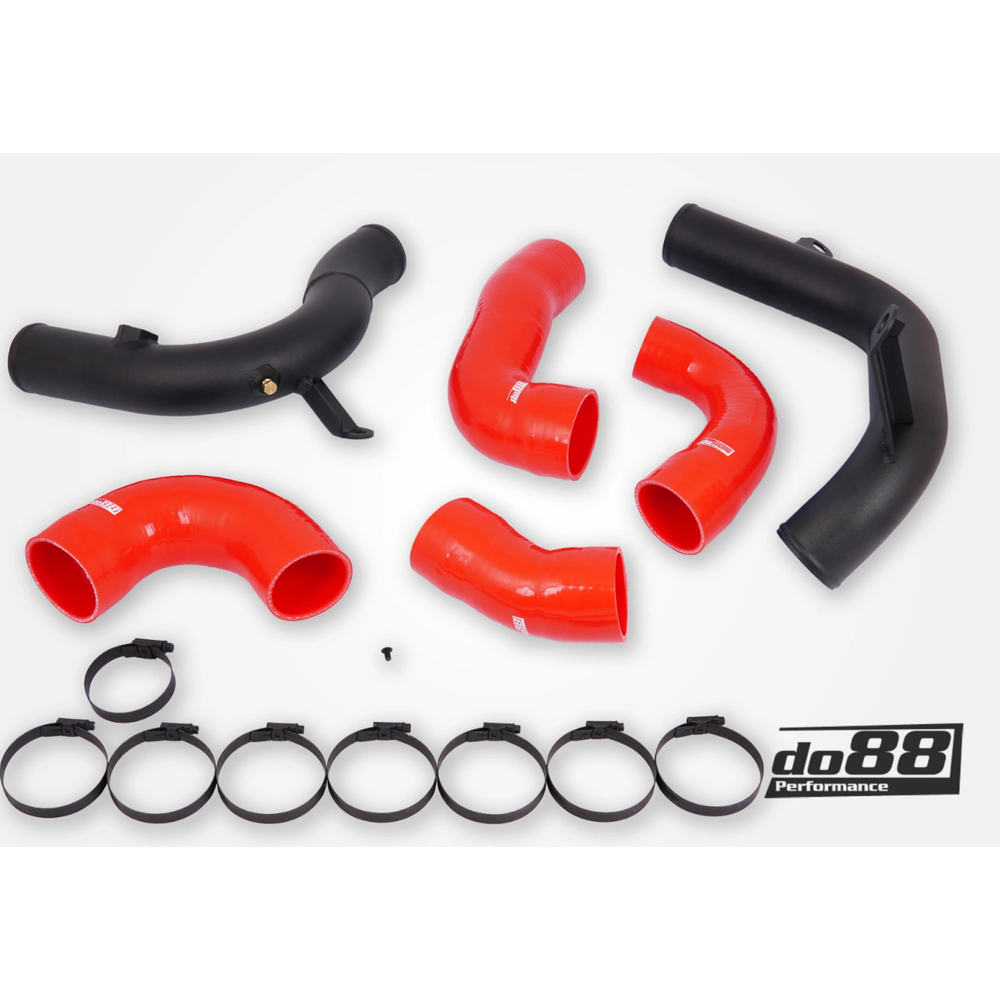 do88 Performance Intercooler Pressure Pipes w/Red Hoses, VAG 2.0 TSI EA888 Gen4 (245 hp)