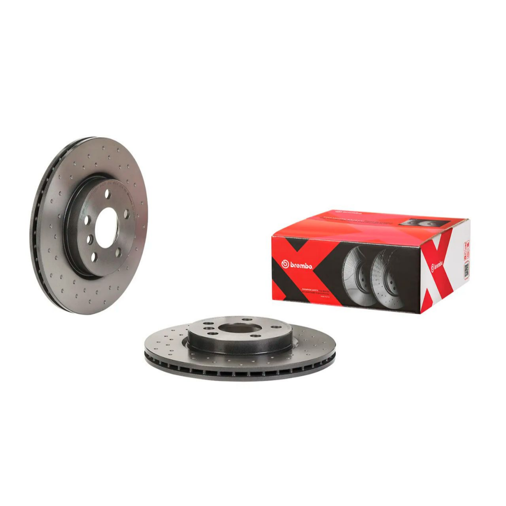 Brembo 09.A760.1X Premium Xtra Cross Drilled UV Coated Rear Brake Rotor, BMW 1 Series (F52) 2001-2017