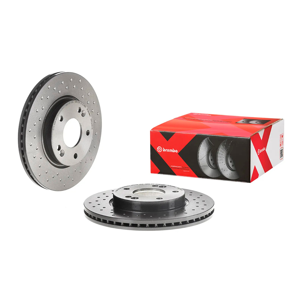 Brembo 09.A760.1X Premium Xtra Cross Drilled UV Coated Front Brake Rotor, Hyundai Elantra 2017, Kia Forte 2014-2018 Soul 2014-2018