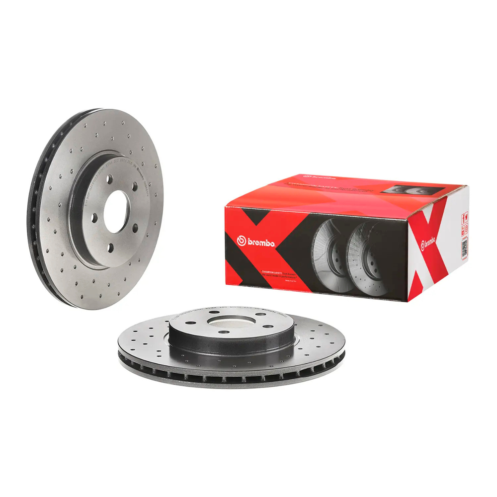 Brembo 09.8665.1X Premium Xtra Cross Drilled UV Coated Front Brake Rotor, Jaguar X-Type 2002-2008