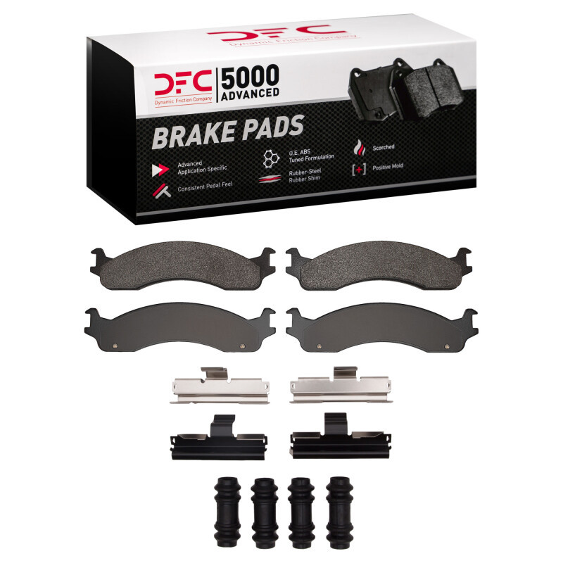DFC 5000 Advanced Semi-Metallic Front Brake Pads and Hardware Kit, Dodge Ram 2500 Van 1998-2003