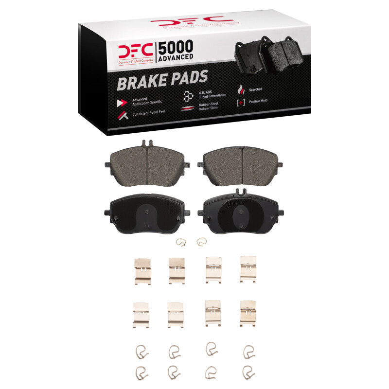 DFC 5000 Advanced Low-Metallic Front Brake Pads and Hardware Kit, Mercedes-Benz A200 (Mexico) 2020-2023