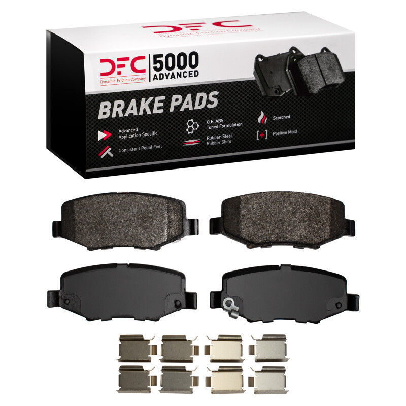DFC 5000 Advanced Semi-Metallic Rear Brake Pads and Hardware Kit, Dodge Nitro 2007-2018