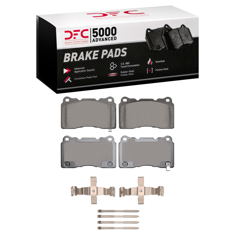 DFC 5000 Advanced Low-Metallic Front Brake Pads and Hardware Kit, Honda Civic Hatchback 2017-2025