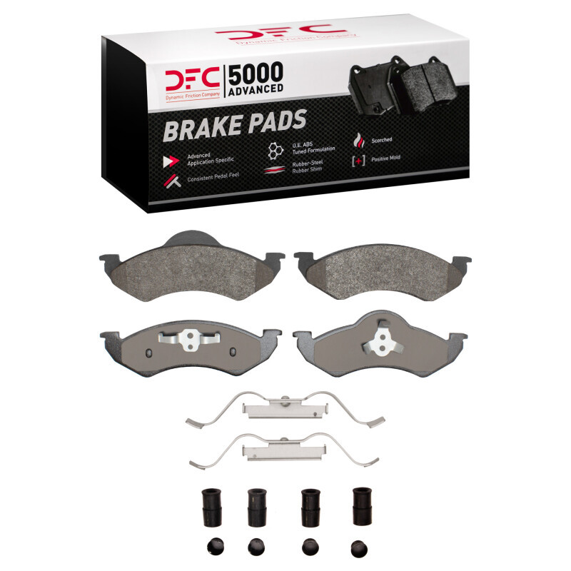DFC 5000 Advanced Semi-Metallic Front Brake Pads and Hardware Kit, Dodge Dakota RWD 2000-2002