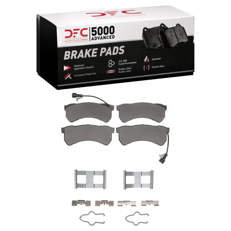 DFC 5000 Advanced Semi-Metallic Front/Rear Brake Pads and Hardware Kit, Freightliner MT55 2016-2024