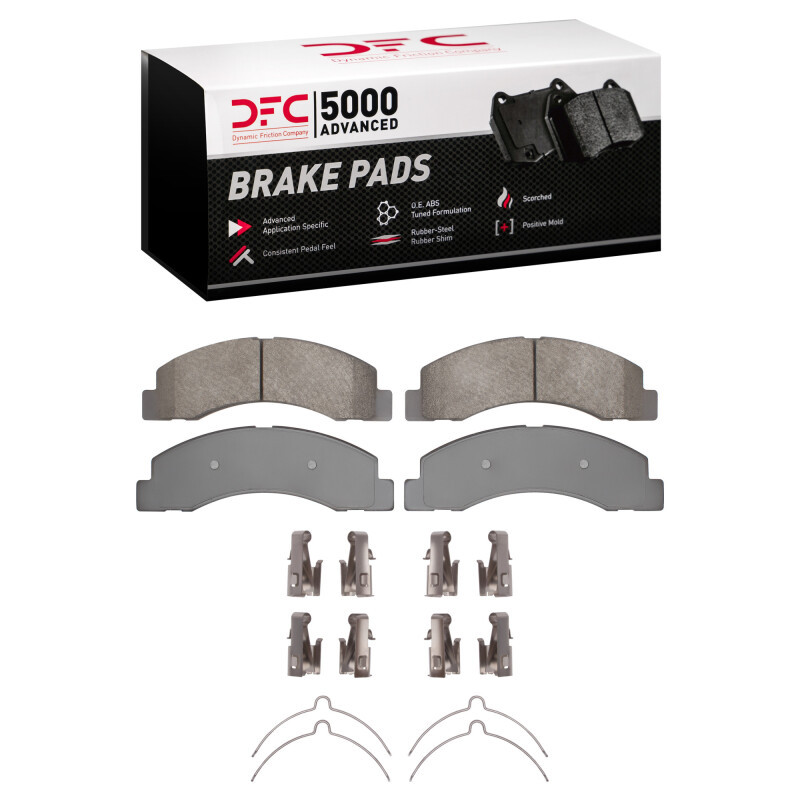 DFC 5000 Advanced Semi-Metallic Front Brake Pads and Hardware Kit, Ford F-250 2WD (Super Duty) 1999-2005