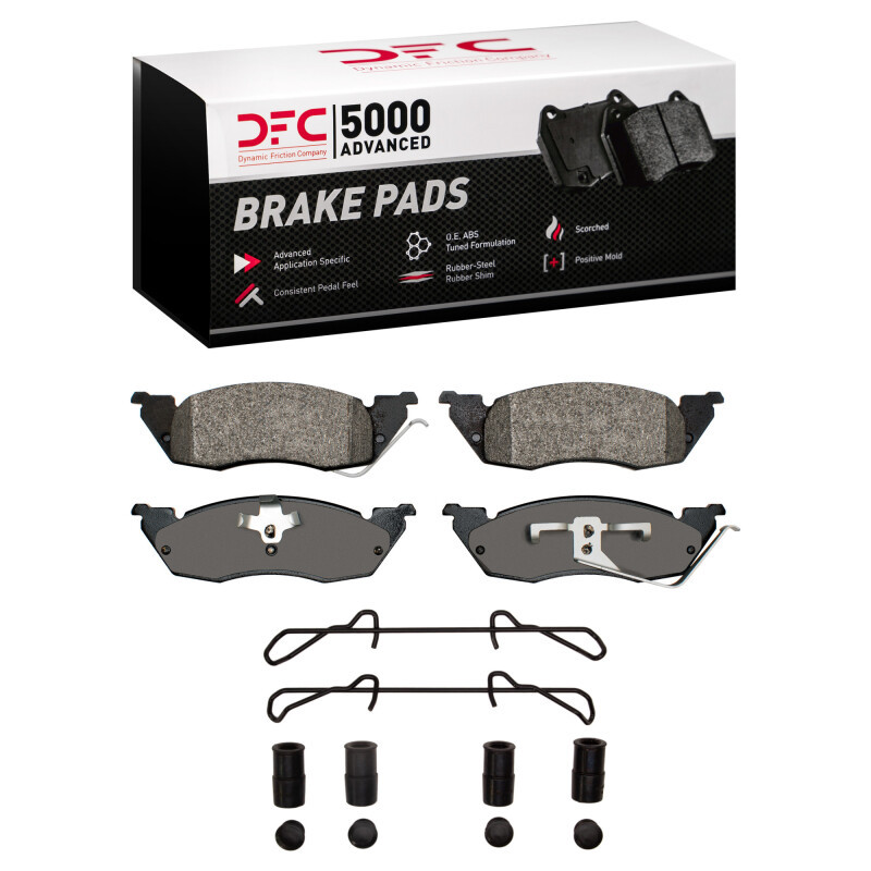 DFC 5000 Advanced Semi-Metallic Front Brake Pads and Hardware Kit, Dodge Dakota RWD 1991-1998