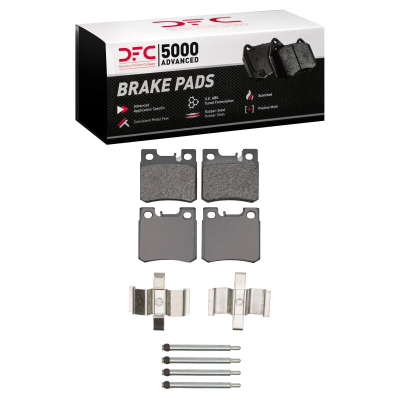 DFC 5000 Advanced Low-Metallic Rear Brake Pads and Hardware Kit, Mercedes-Benz E420 1992-1995