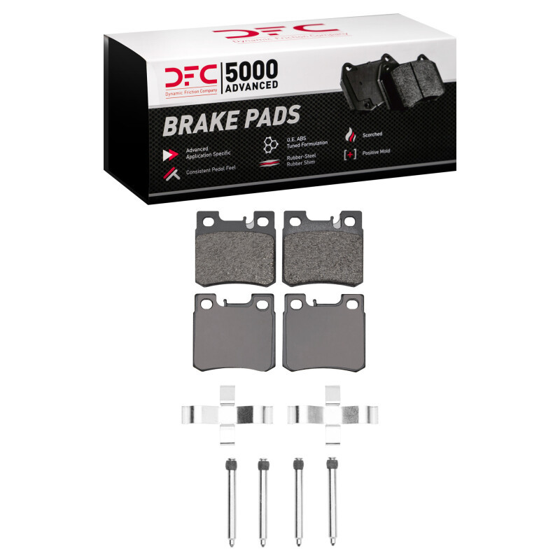 DFC 5000 Advanced Low-Metallic Rear Brake Pads and Hardware Kit, Mercedes-Benz 300E 1987-2000