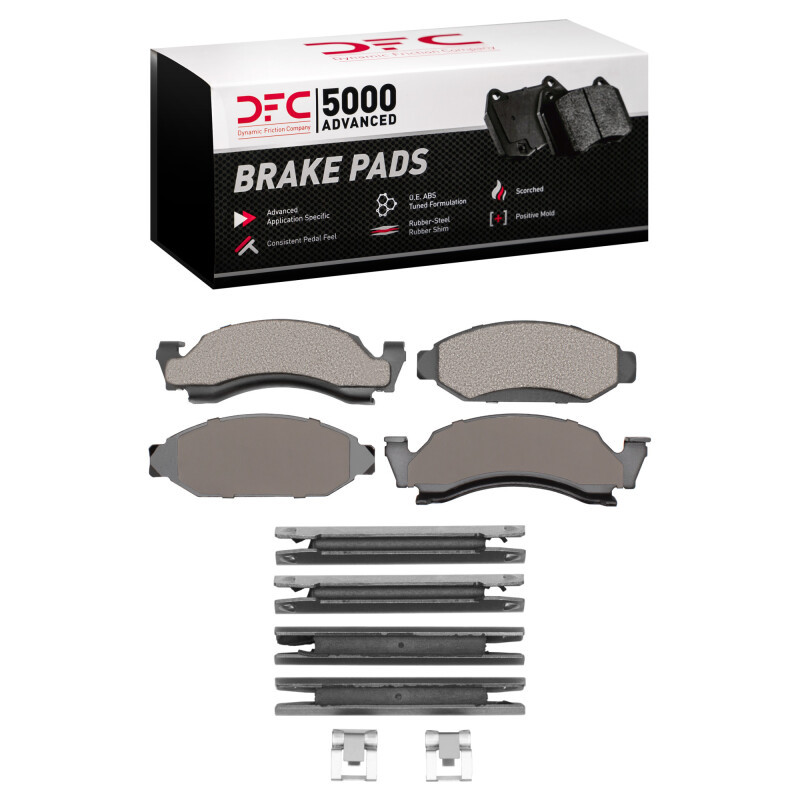 DFC 86-93 Ford F-150 RWD Front 5000 Advanced Semi Metallic Brake Pads and Hardware Kit