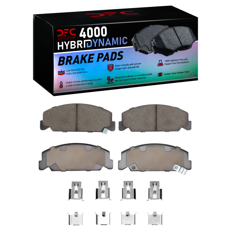 DFC 4000 HybriDynamic Front Brake Pads and Hardware Kit, Honda Civic Sedan 1984-2000