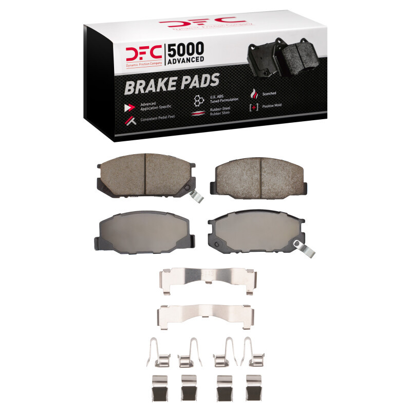DFC 5000 Advanced Ceramic Front Brake Pads and Hardware Kit, Toyota Celica 1982-1985