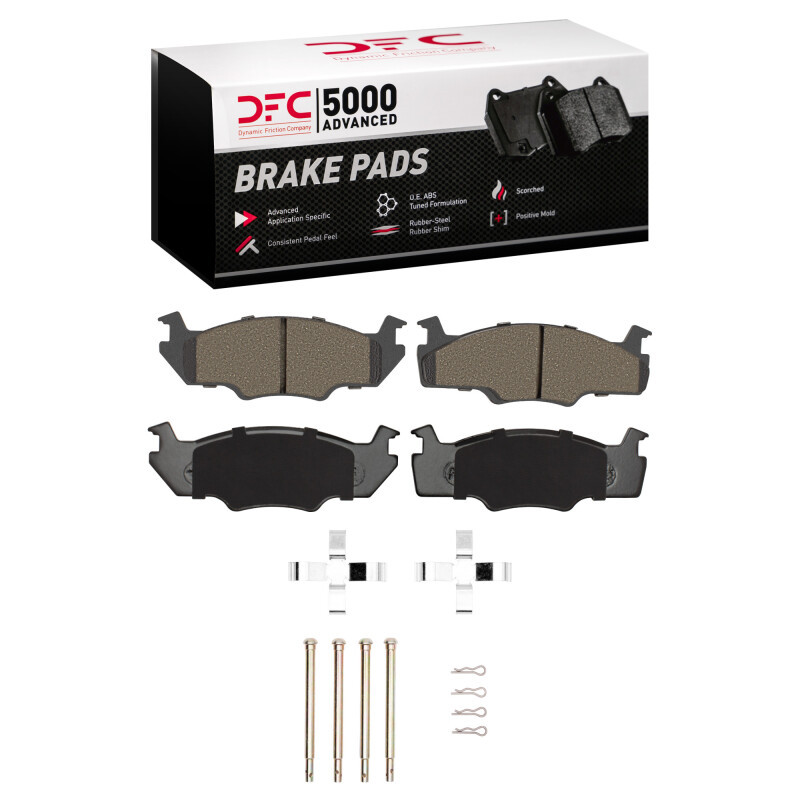 DFC 5000 Advanced Semi-Metallic Front Brake Pads and Hardware Kit, Volkswagen Rabbit (Excl Convert & Pickup) Semi Metallic 1980-1984