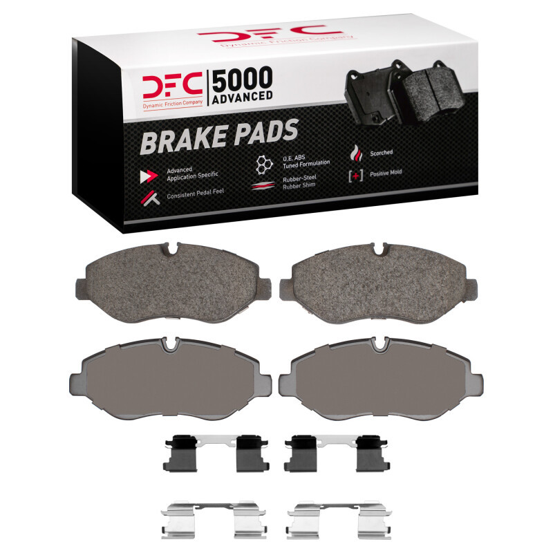 DFC 5000 Advanced Semi-Metallic Front Brake Pads and Hardware Kit, Dodge Sprinter 2500 2007-2018