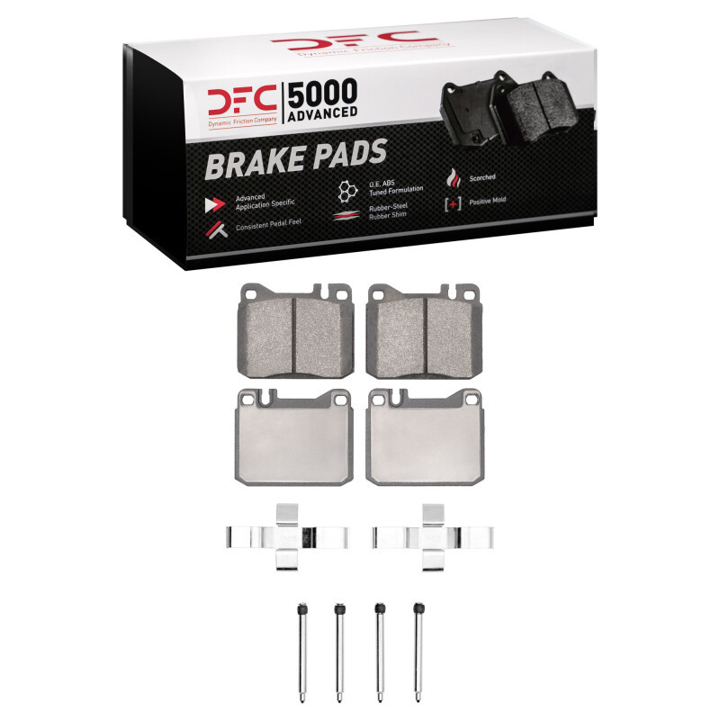DFC 5000 Advanced Low-Metallic Front Brake Pads and Hardware Kit, Mercedes-Benz 280CE 1979-1985