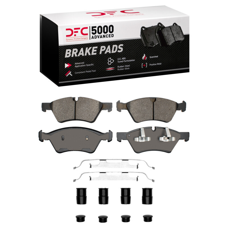 DFC 5000 Advanced Low-Metallic Front Brake Pads and Hardware Kit, Mercedes-Benz R320 2005-2012