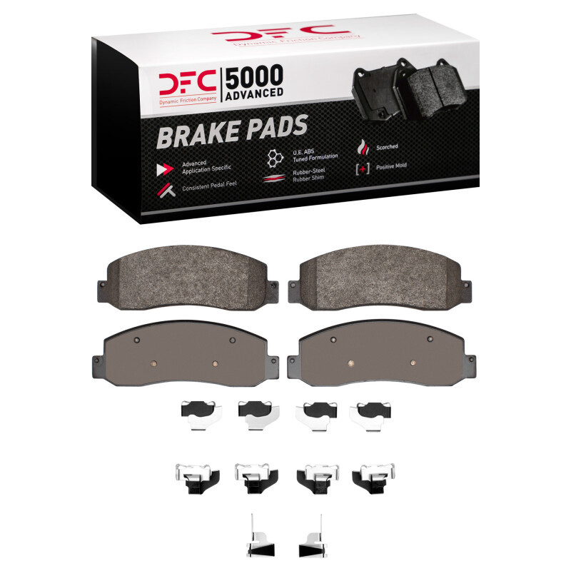 DFC 5000 Advanced Semi-Metallic Front Brake Pads and Hardware Kit, Ford F-250 2WD (Super Duty) 2005-2012