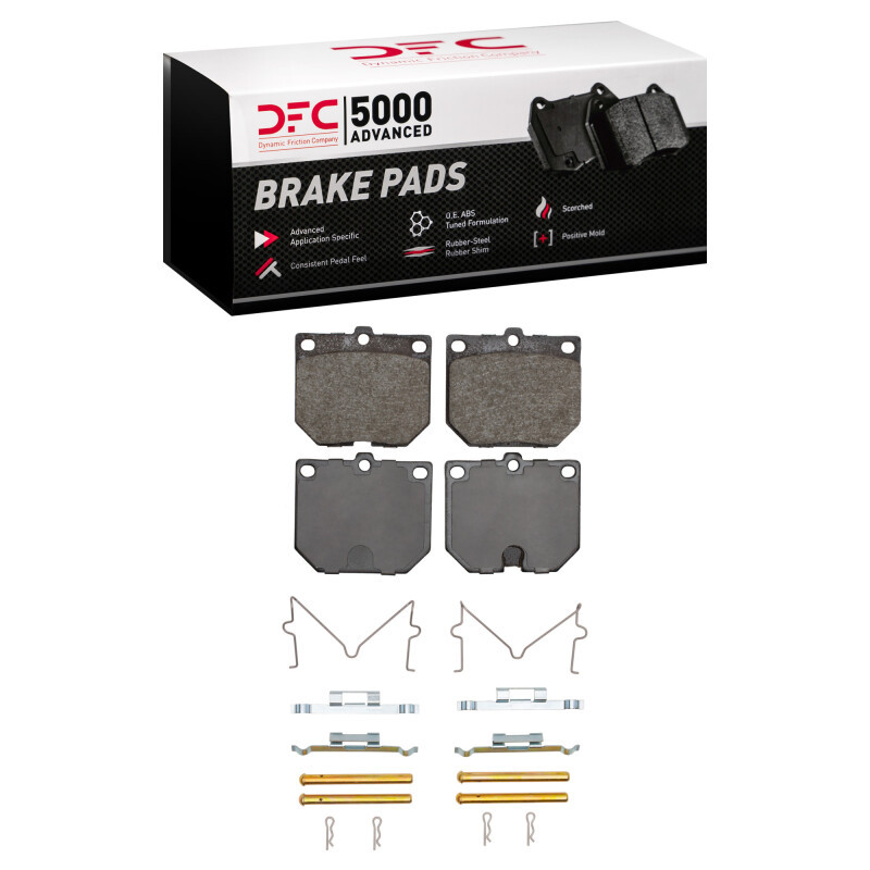 DFC 5000 Advanced Ceramic Front Brake Pads and Hardware Kit, Nissan 620 Pickup 1969-1983