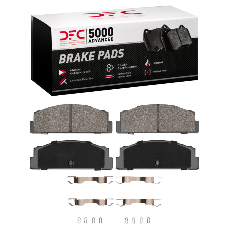 DFC 5000 Advanced Semi-Metallic Rear Brake Pads and Hardware Kit, Fiat X-1/9 1966-1983
