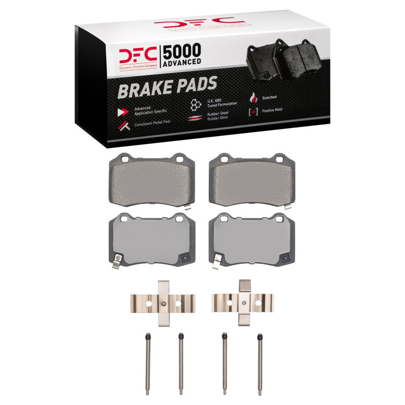 DFC 5000 Advanced Low-Metallic Rear Brake Pads and Hardware Kit, Dodge Challenger SRT-8 2008-2020