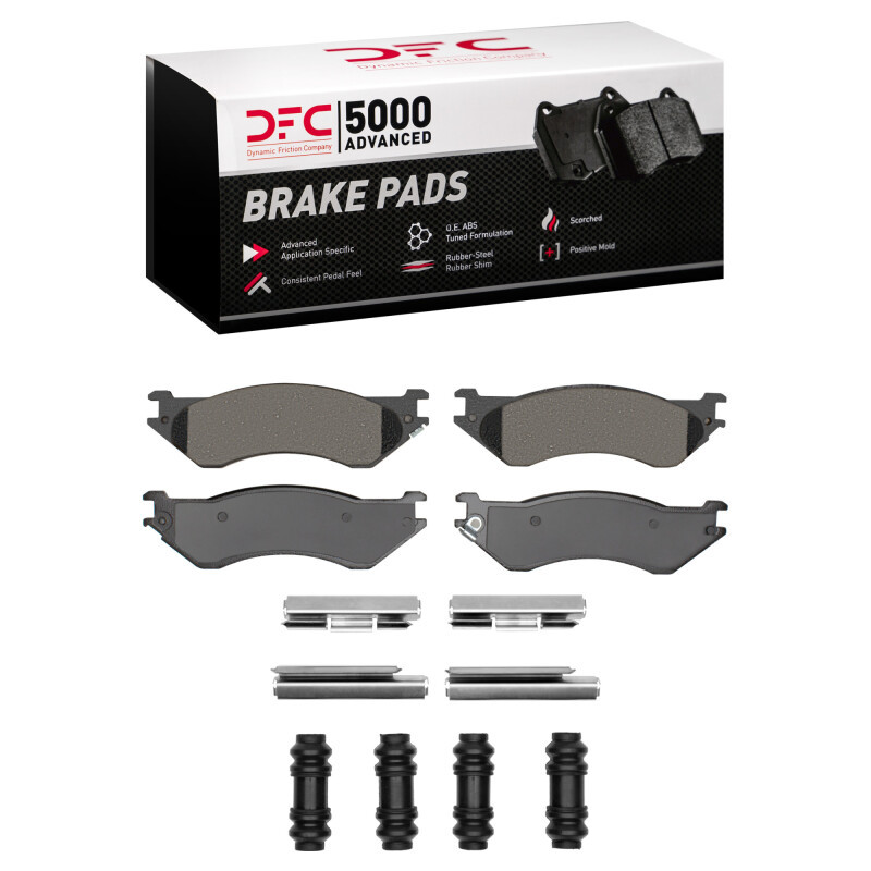 DFC 5000 Advanced Semi-Metallic Front Brake Pads and Hardware Kit, Dodge B1500 1997-2004