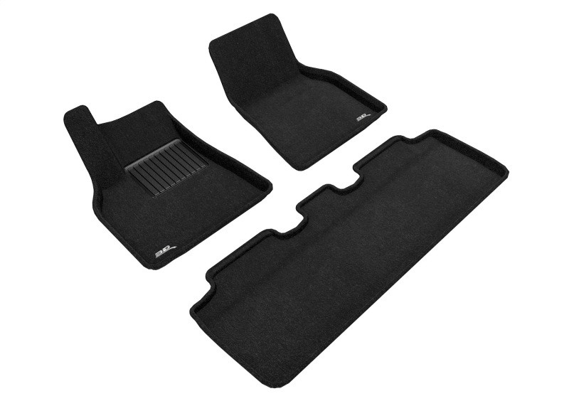 3D MAXpider Elegant Black Floor Mat Set 1st & 2nd Row, 20 Tesla Model Y 2020