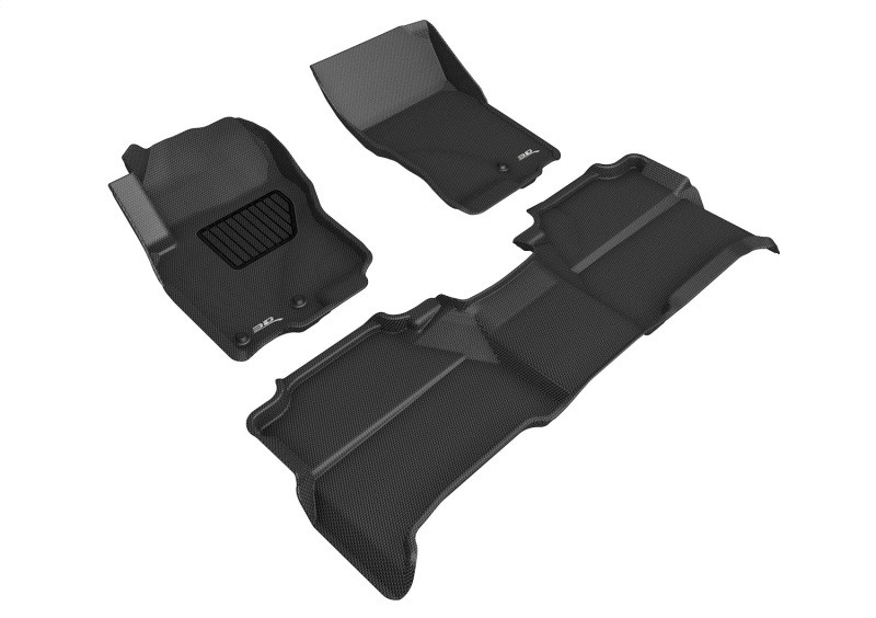 3D MAXpider Kagu 1st & 2nd Row Black Floor Mat Set, Nissan Frontier Crew Cab With 2005-2019