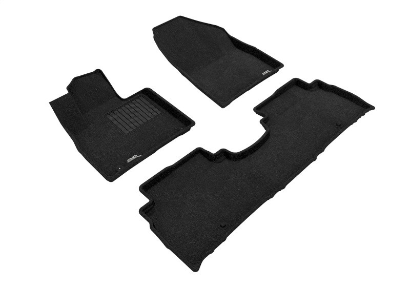 3D MAXpider Elegant Black Floor Mat Set 1st & 2nd Row, Kia Sorento 5-Seat 2016-2020