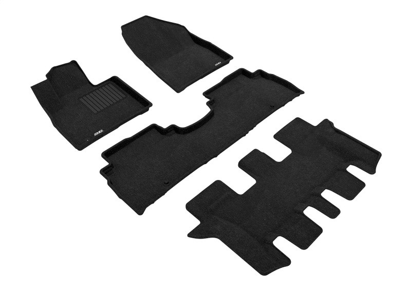 3D MAXpider Elegant Black Floor Mat Set 1st, 2nd & 3rd Row, Kia Sorento 7-Seat 2016-2020