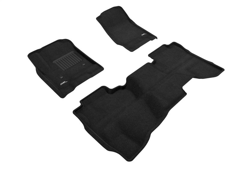 3D MAXpider Elegant Black Floor Mat Set 1st & 2nd Row, GMC Sierra Double Cab 2014-2018