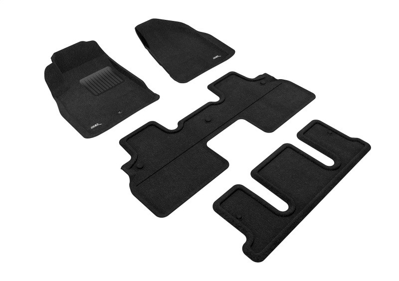 3D MAXpider Elegant Black Floor Mat Set 1st, 2nd & 3rd Row, Buick Enclave With Bucket 2008-2017
