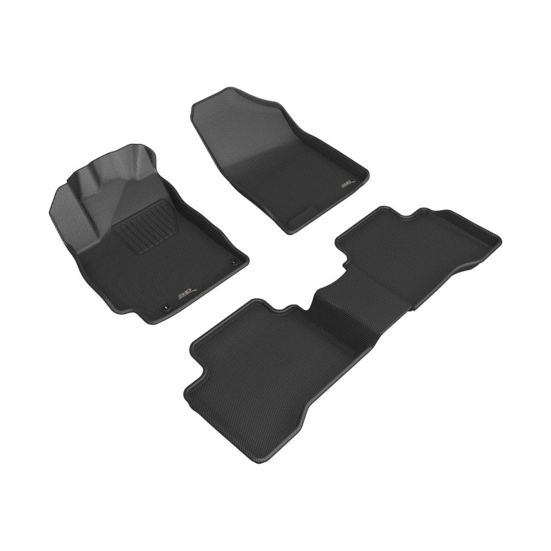 3D MAXpider Kagu 1st & 2nd Row Black Floor Mat Set, Hyundai Elantra Hybrid 2021-2024