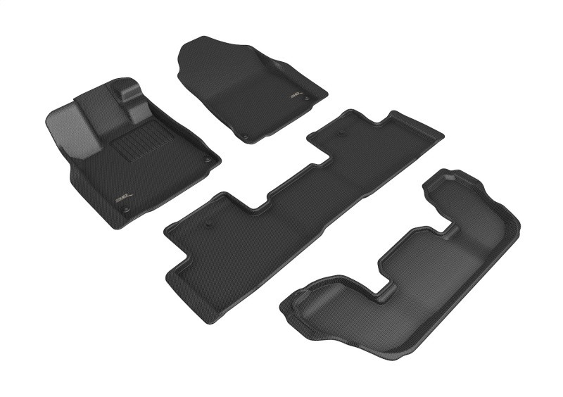 3D MAXpider Kagu 1st, 2nd & 3rd Row Black Floor Mat Set, Acura MDX 2022-2024