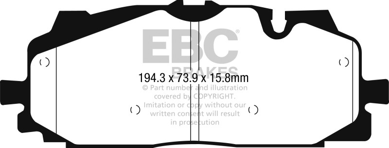 EBC DP42277R Yellowstuff Front Brake Pads, Audi RS4 2.9TT / Audi RS3 2.5T 2017-2024