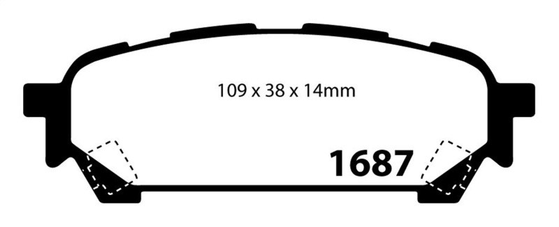 EBC DP41687R Yellowstuff Rear Brake Pads, Saab 9-2X 2.0 Turbo 2004-2006