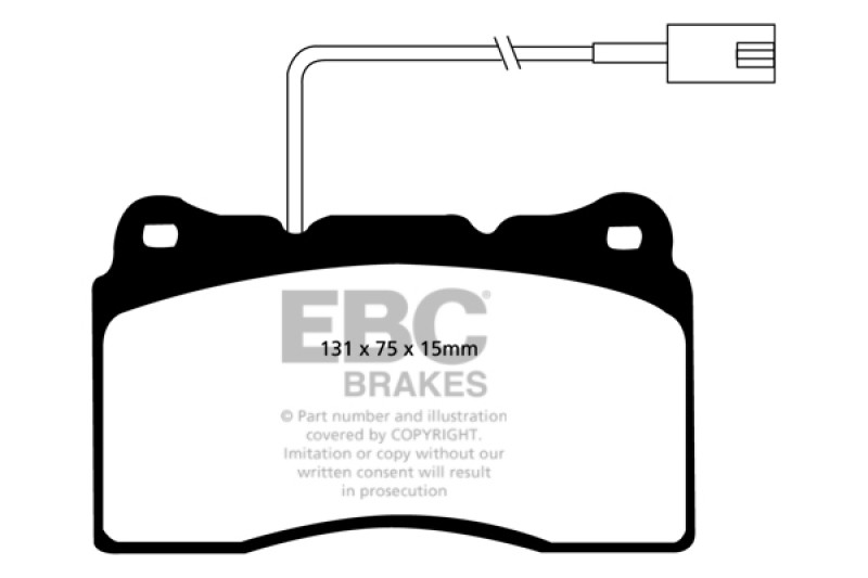 EBC DP41540R Yellowstuff Front Brake Pads, Maserati Ghibli 3.0L Twin Turbo (330) 2014-2016