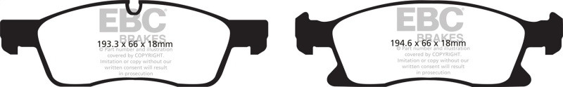 EBC DP61871 Greenstuff 6000 Elite Front Brake Pads, Dodge Durango 3.6 2011+