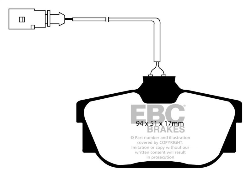 EBC DP61445 Greenstuff 6000 Elite Rear Brake Pads, Volkswagen Eurovan 2.8 (ATE) with Wear Leads 2000