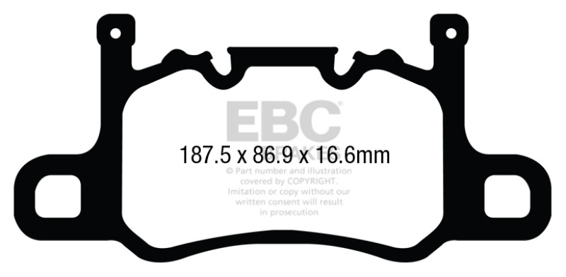 EBC DP42207R Yellowstuff Rear Brake Pads, Porsche 911 (991) (Cast Iron Rotor only) 3.8 GT3 2013-2015